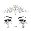 Face jewel stickers with iridescent AB resin crystals for parties, model Y0030 - Y0030 Laser Tear Drop Gems