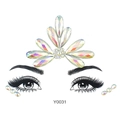 Luminous crown-shaped face gems Y0031 with iridescent resin crystals for festivals - Y0031 Pearl Iridescent Gems