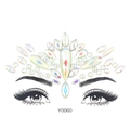 Luminous AB resin face jewelry sticker in crown design with iridescent rhinestones Y0060 - Y0060 Laser Crown Gems
