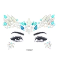 Glow-in-the-dark white and blue resin face jewel stickers for makeup, model Y0067 - Y0067 Cyan Blue Face Gems