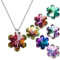 Sparkling crystal snowflake pendants in various colors with a fine silver necklace chain - Ice Flower Stone / 20mm / Multicolor