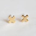 Orecchini a perno minimalisti in acciaio inossidabile dorato a forma di X con finitura lucida - Oro