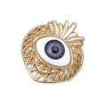 Gold-plated adjustable evil eye ring featuring vibrant purple pupil and white enamel details - Adjustable Open / Ethnic Evil Eye / Gold-Purple Eye