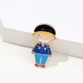 Cartoon doctor pin with blue uniform and white mask in gold-plated enamel finish - Blue Nurse with Mask