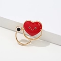 Creative red heart stethoscope brooch with a smiling face and golden alloy finish - Smiley Stethoscope