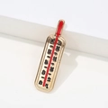 Thermometer shaped pin brooch in golden alloy with red enamel for medical personnel - Traditional Thermometer