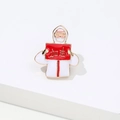 Enamel pin featuring a medical worker holding a red banner with gold Jiayou text - Epidemic Worker Jia You