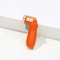 Creative orange infrared thermometer enamel brooch pin with golden metal alloy plating - Orange Thermometer Gun