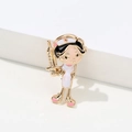 Cute cartoon nurse brooch pin with golden syringe and colorful enamel finish - Nurse Holding Syringe