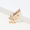 Exquisite gold microscope brooch pin with metallic finish for doctors and nurses - Retro Microscope