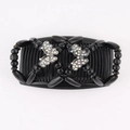 Detail of magic hair comb with black beads and crystal butterfly metal decorations - Butterfly Wood (Black)