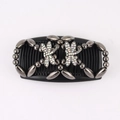 Macro detail of magic hair comb with grey beads and sparkling dragonfly rhinestones - Dragonfly Black