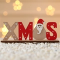 Décoration de Noël XMAS en bois avec figurine de Père Noël et détails de neige sur le socle - Style Père Noël (XMAS)