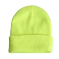 Detailed close-up of neon yellow knitted beanie showing soft fabric texture and weave - Neon Yellow