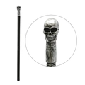 Halloween skull scepter for kids costume with antique silver finish and black staff - Skull Scepter
