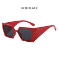 Modern square thick frame sunglasses with bold red geometric design and black lenses - Red Frame / Black Lens