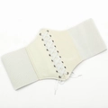 Elastic wide corset belt in ivory white with lace-up eyelet design for dresses - White