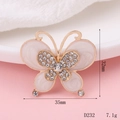 Detail view of 35mm gold butterfly charm with white enamel and sparkling rhinestones - D232 Double Layer Butterfly (Cloud White)