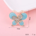 Detailed view of sky blue alloy butterfly charm with gold plating and rhinestones - D233 Double Layer Butterfly (Cloud Blue)