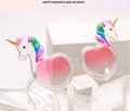 Unicorn heart shaped party sunglasses with pink gradient lenses and glitter frame - Colorful Unicorn