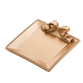 Goldenes quadratisches Schmucktablett aus Harz mit Schleife und Perlenrand - Roségold Quadratisch 9*9,5 cm