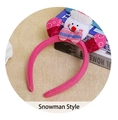 Rosa LED Weihnachts-Haarreif mit niedlicher Schneemann-Puppe und roter Mütze - LED Schneemann Stil / Rosa