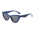 Occhiali da sole cat-eye retrò con montatura blu scuro, lenti grigie e dettagli oro - Montatura Blu Lenti Grigie
