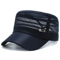 Navy blue breathable mesh military cadet cap with a metallic S-P side badge detail - Adjustable / Navy Blue