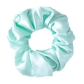 Pale green 3.5cm mulberry silk scrunchie with elegant soft sheen and pleated texture - Light Green