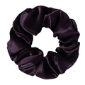 3.5cm wide Mulberry silk scrunchie in deep purple with soft satin texture - Purplish Red