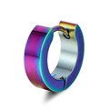 Sleek rainbow titanium steel huggie hoop earring with vibrant gradient metallic finish - Rainbow