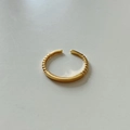 Anello regolabile in argento sterling S925 dorato con motivi geometrici incisi - Stile con Perline / Oro