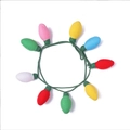 Handmade crochet Christmas light bulb necklace featuring multi-colored yarn charms - G2-31 Multicolor Knitted Light String