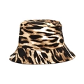 Cappello da pescatore reversibile con stampa leopardata marrone e nera in twill di cotone - M / Stampa Leopardata Marrone