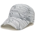 Quick-dry grey-white sports baseball cap with geometric patterns and six-panel structure - Adjustable / White