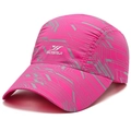 Quick-dry rose red baseball cap with grey geometric pattern and breathable mesh fabric - Adjustable / Rose Red