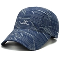 Quick-dry navy baseball cap with grey geometric tech pattern and SDSRUI logo details - Adjustable / Navy Blue