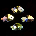 Fish-shaped crystal glass pendant with iridescent AB coating and faceted design - 17MM Fish