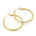 Classic golden twisted rope hoop earrings made of titanium steel with 18k gold plating - Gold Twisted Hoop Style (KE102536-KFC)
