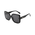 Classic black square oversized sunglasses with silver star decoration on the temple - Black Frame Grey Lens