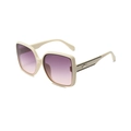 Chic square cream sunglasses for women with purple gradient lenses and star detail - Cream White Frame Purple Gradient Lens