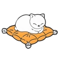 Funny cartoon white cat on orange cushion enamel pin badge accessory for clothing - White Cat on Orange Cushion