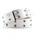 White punk style belt with double row silver eyelets and a durable double pin buckle - White (No Chain)