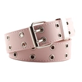 Pink punk faux leather belt with double row metal eyelets and silver double pin buckle - Pink (No Chain)