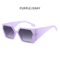 Fashionable square frame sunglasses with purple hexagonal frames and gray lenses - Purple Frame / Gray Lens