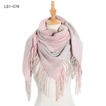 Châle rayé rose et gris avec franges douces pour le style d'automne et d'hiver - Rose (FS1-07#)