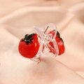 Close-up of cute red tomato acetate hair claw clip for kids on satin background - Tomato Claw Clip