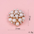 21mm gold-plated round flower charm with inlaid pearls and sparkling rhinestones - D1022 Pearl Rhinestone Flower