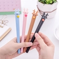 Set of four cartoon reindeer gel pens in blue, pink, brown, and black colors - Moose Shape