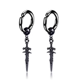 Pair of black vintage punk sword ear clips for non-pierced ears in stainless steel finish - Ear Clip / Pair / Black